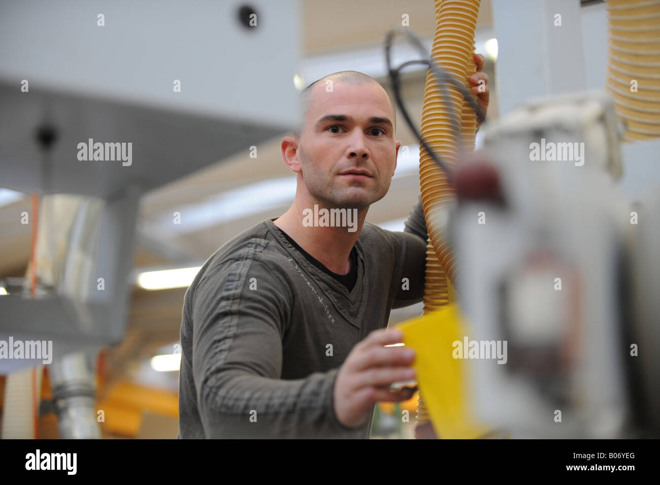 Worker in industry (wood) Stock Photo