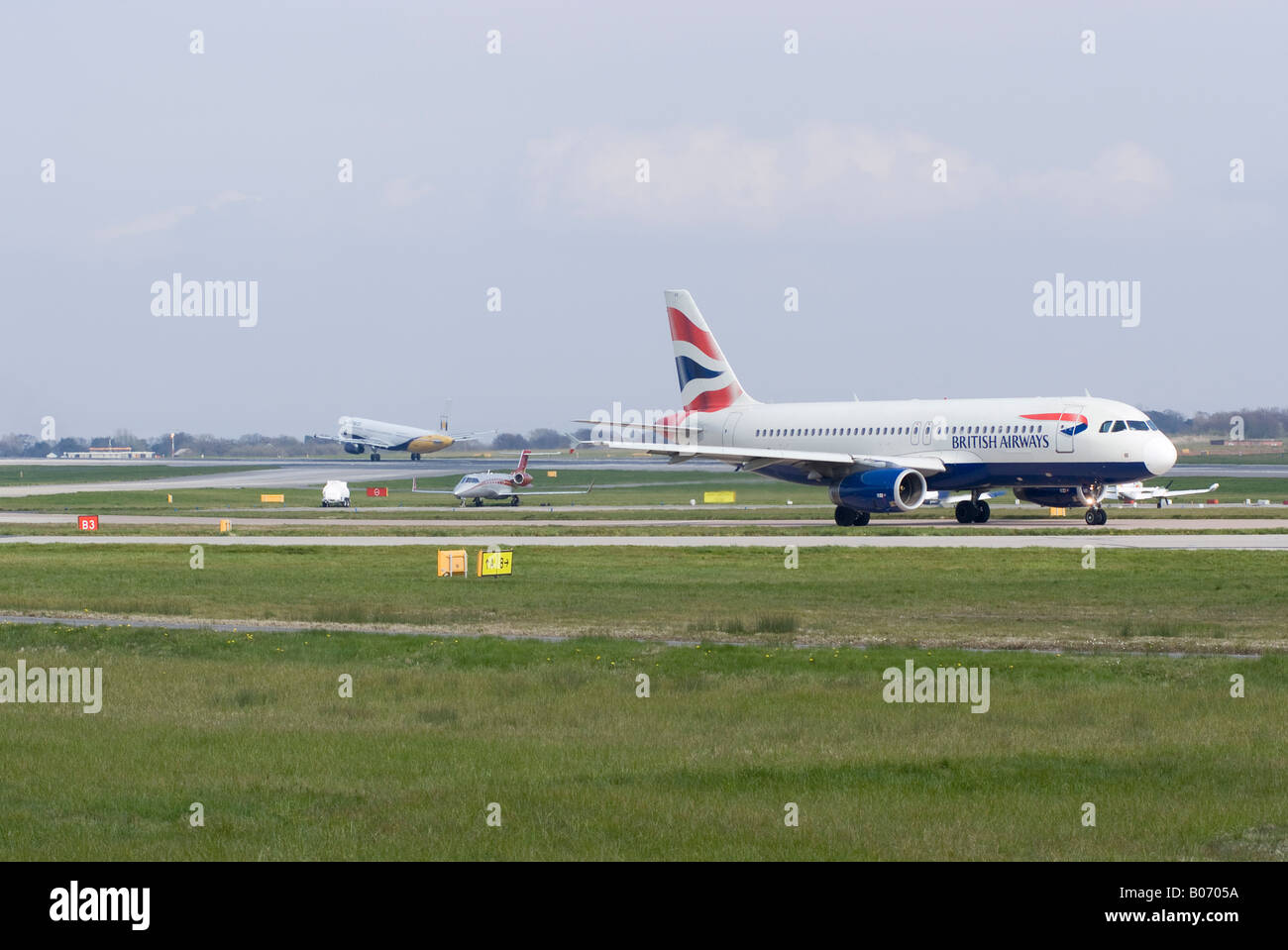 British Airways Airbus A320 [A320-232] Taxiing for Take-off at Manchester Ringway Airport England United Kingdom Stock Photo