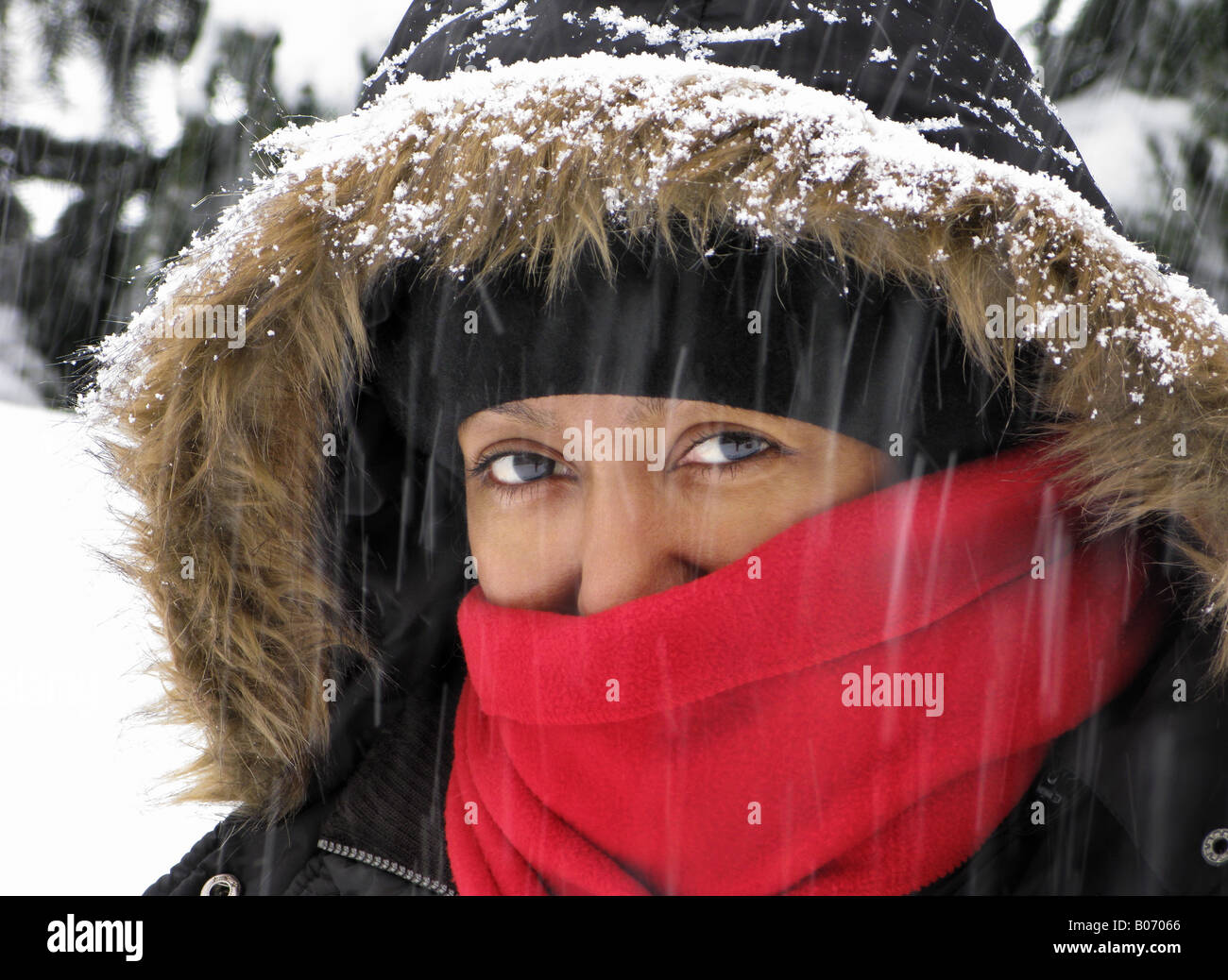 woman portrait in snow Stock Photo - Alamy