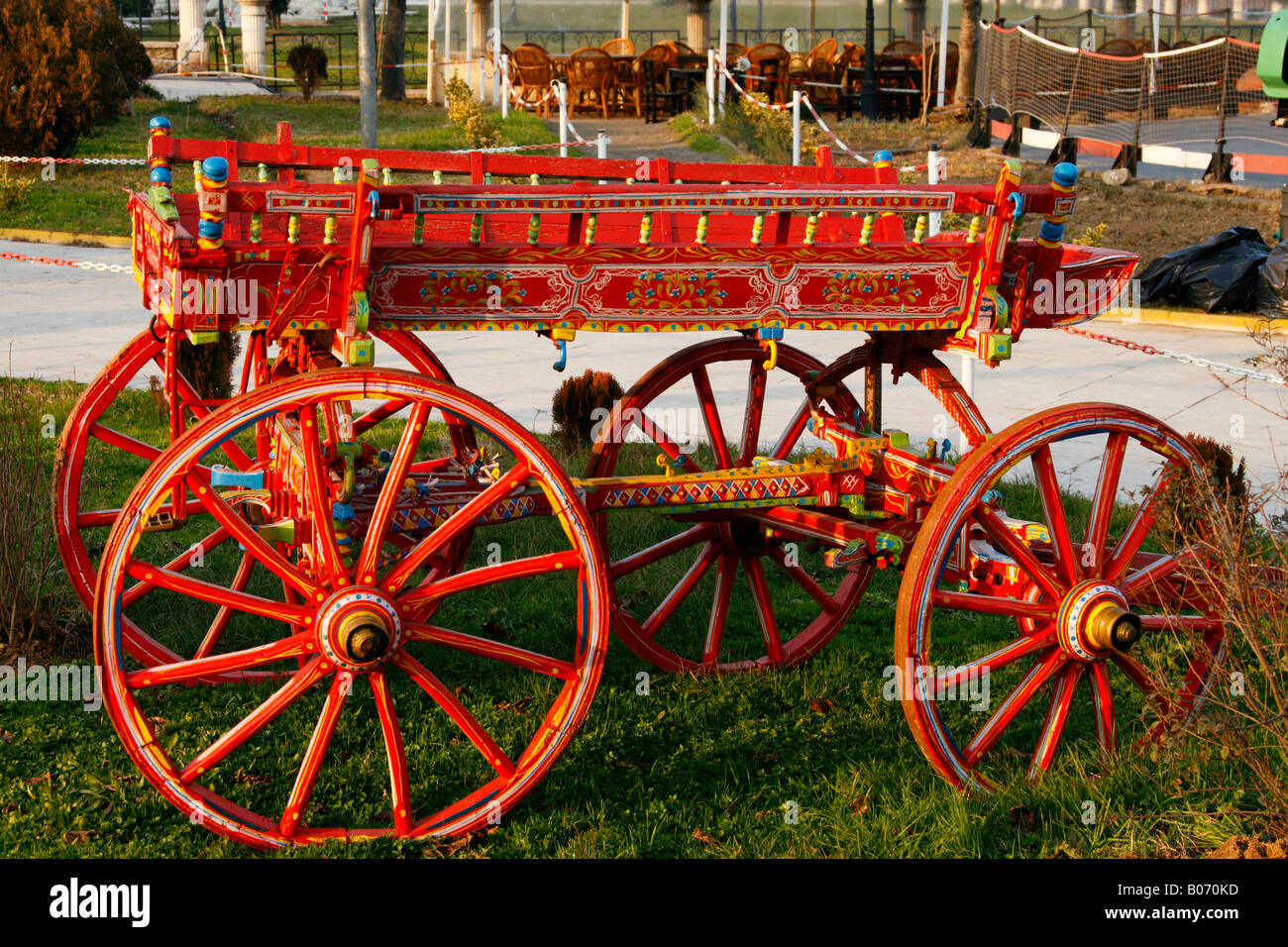 Traditional horse pulling car (carriage cart) in Istanbul, Turkey
