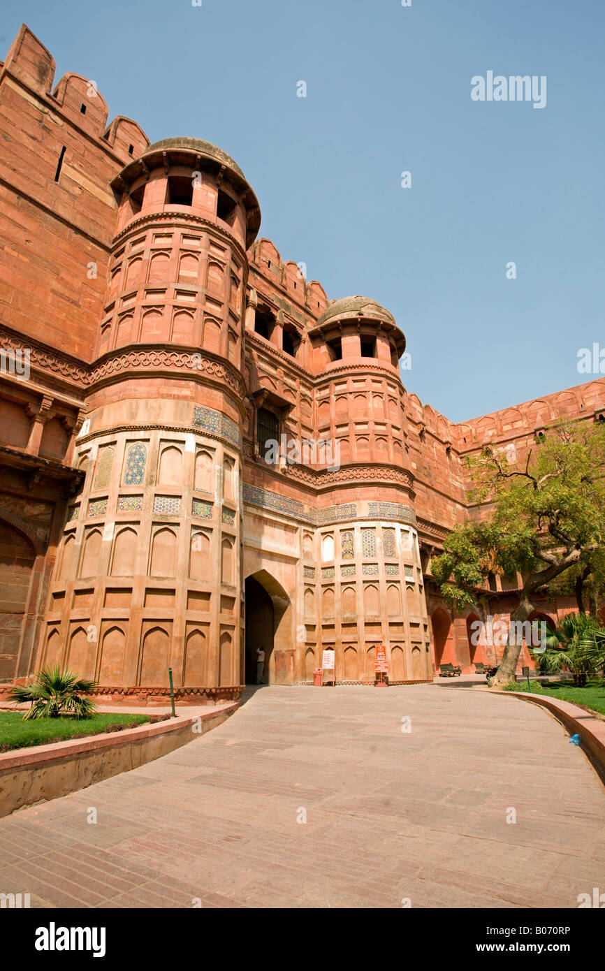 Agra: Red Fort: Akbar Gate Stock Photo