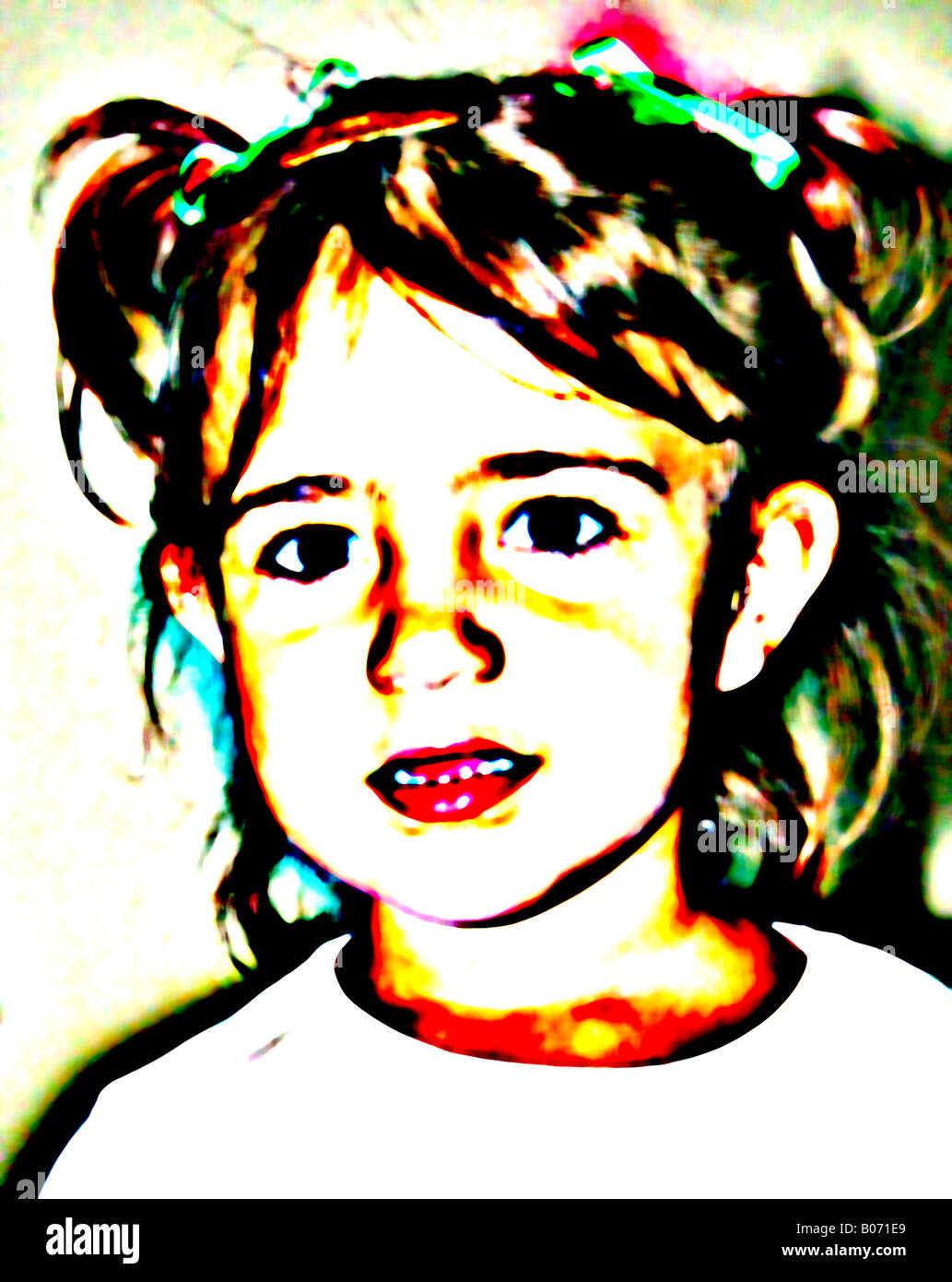 3 years old girl. Illustrated photo. Illustration Stock Photo - Alamy