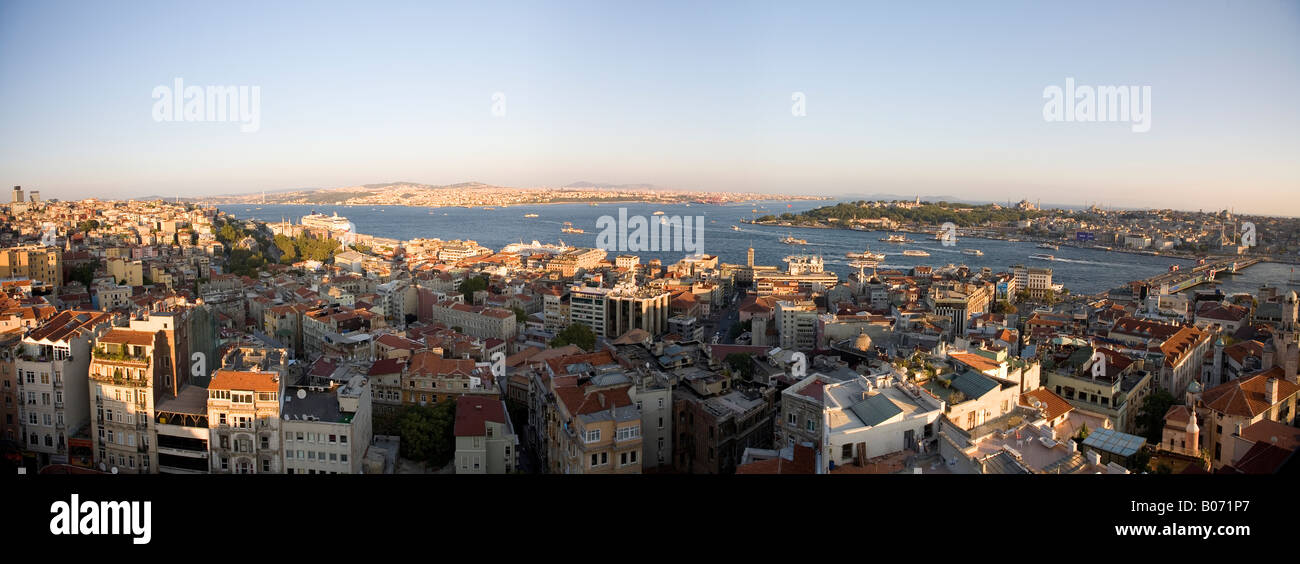 Panoramic image of Istanbul with Bosphorus River Stock Photo - Alamy