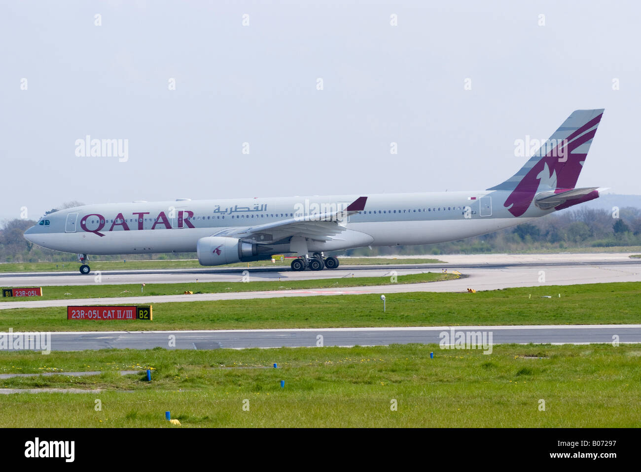Qatar Airways Airbus A330 [A330-302] Taking-off From Runway 05 at Manchester Ringway Airport England United Kingdom Stock Photo