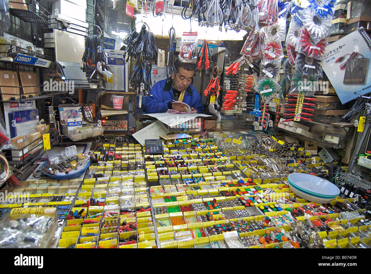 Small electronics component retailer in the market at Akihabara