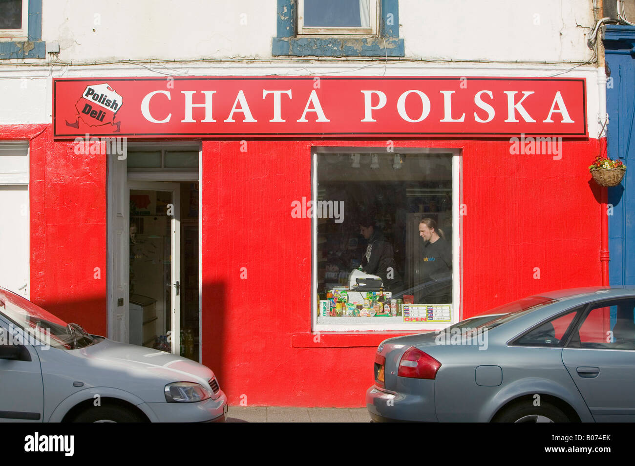 A polish food shop in Oban Scotland UK The UK has seen mass immigration of polish workers to take up low paid jobs Stock Photo