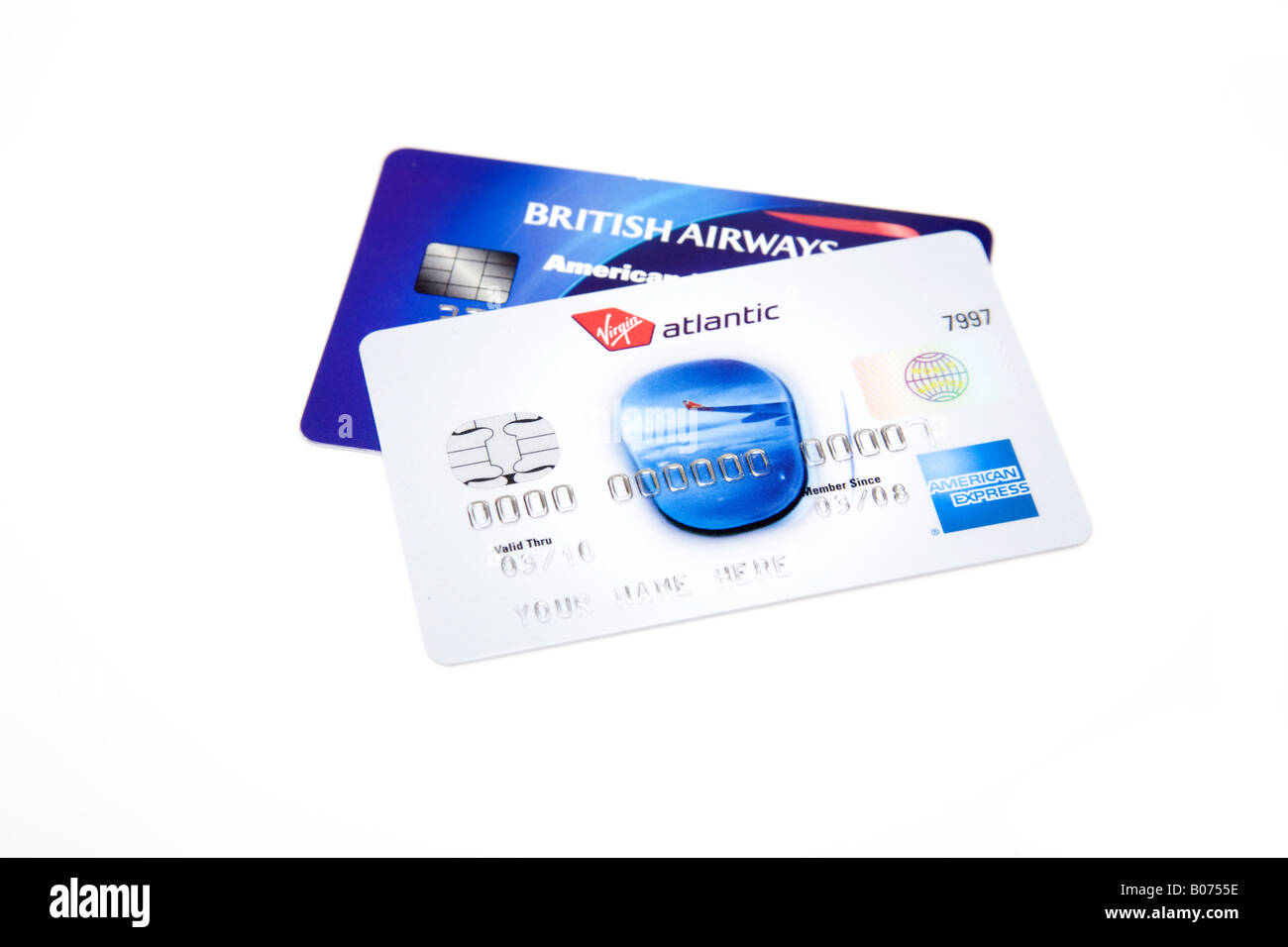 Credit cards isolated on a white studio background. Stock Photo