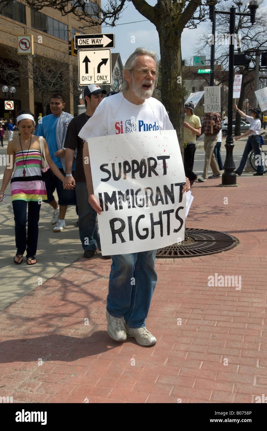 Protest in support of rights for illegal aliens in Ann Arbor Michigan Stock Photo
