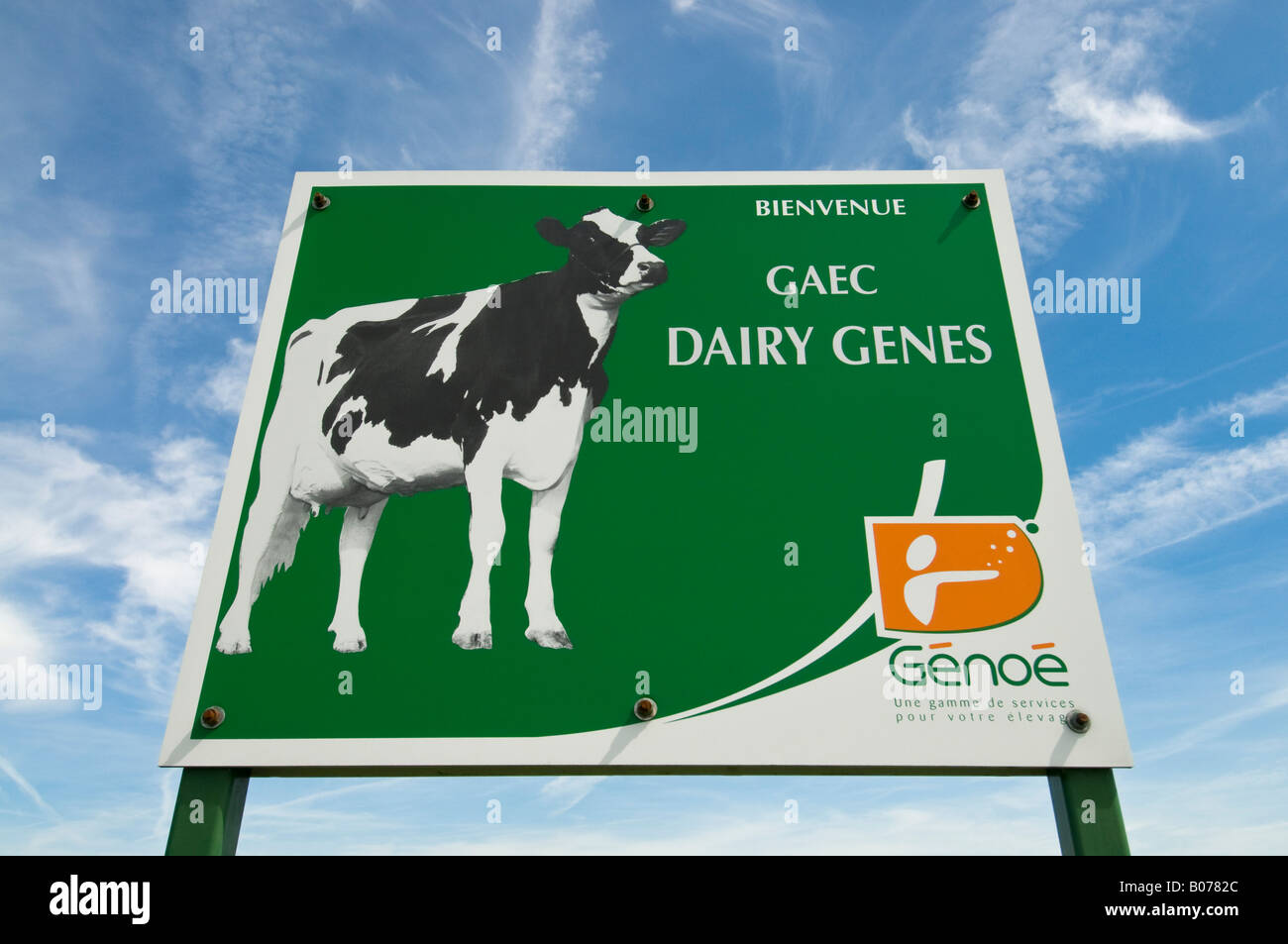 Dairy herd sign, France. Stock Photo