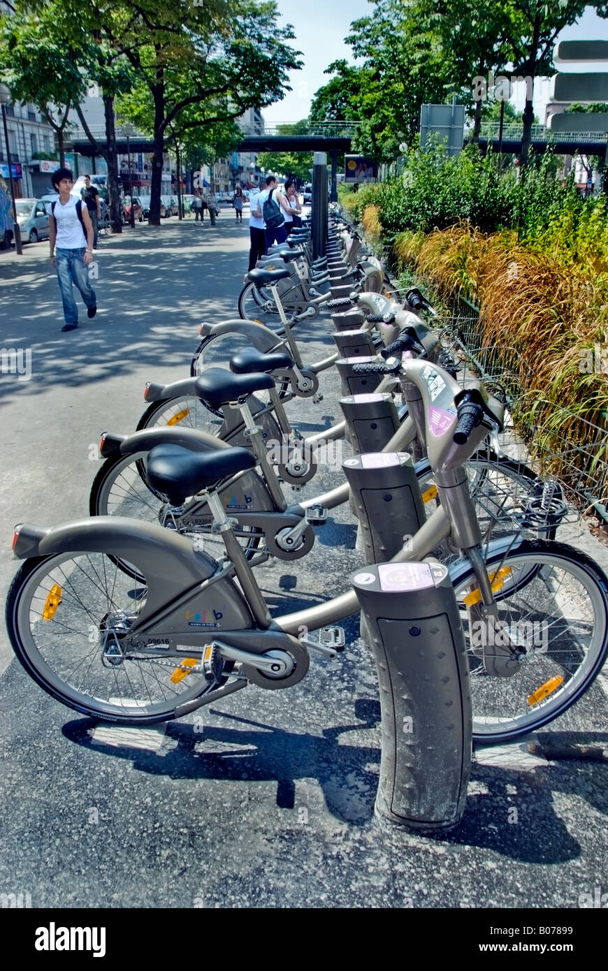 Paris France, Public Bicycle Sharing Provided by Paris Government 'Velib' Stock Photo