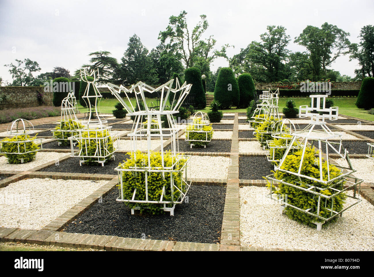 Topiary Training Frames Chess set board Brickwall House Sussex England