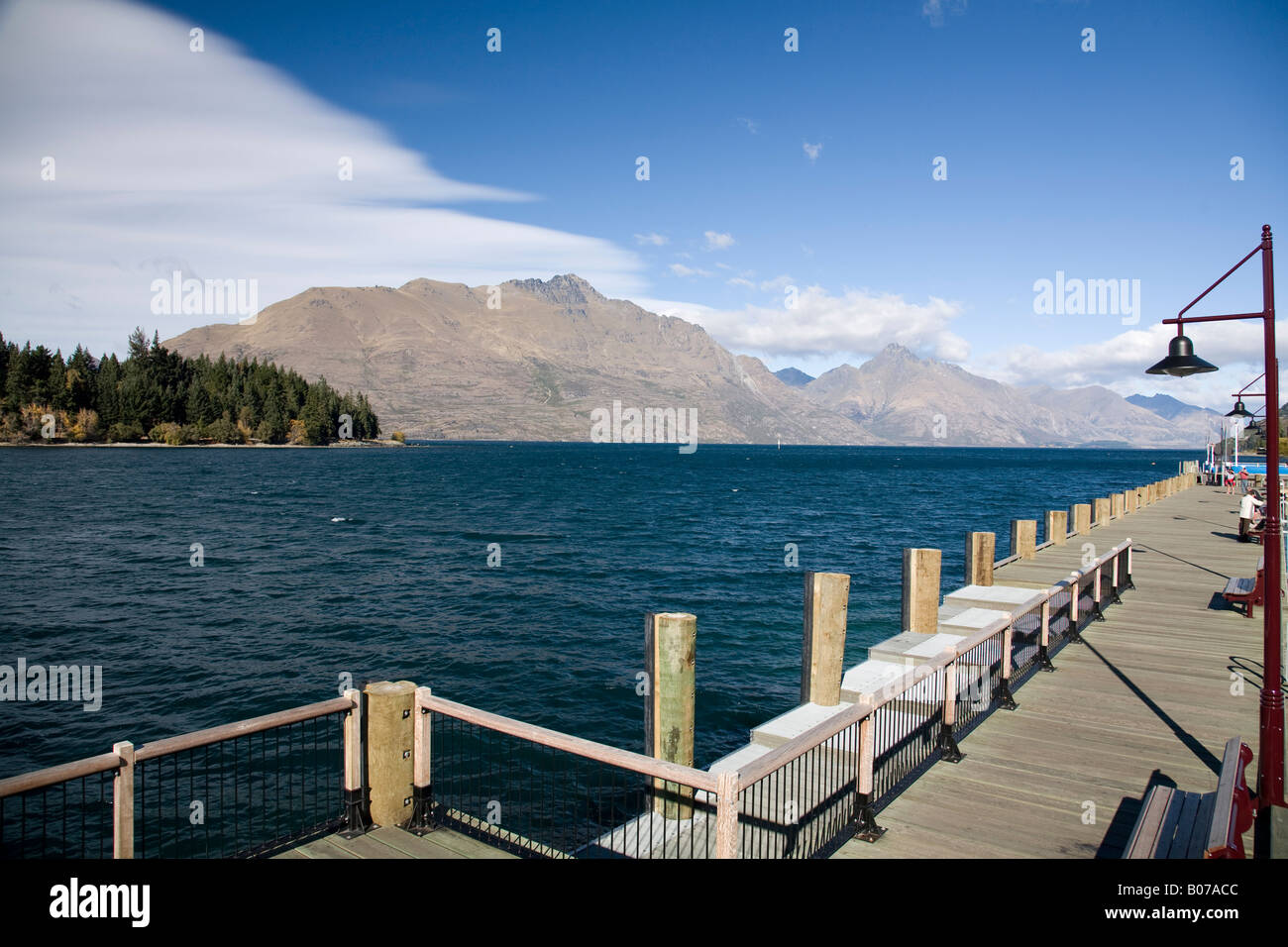Lake Wakatipu and Queenstown wharf, south island,New Zealand Stock ...