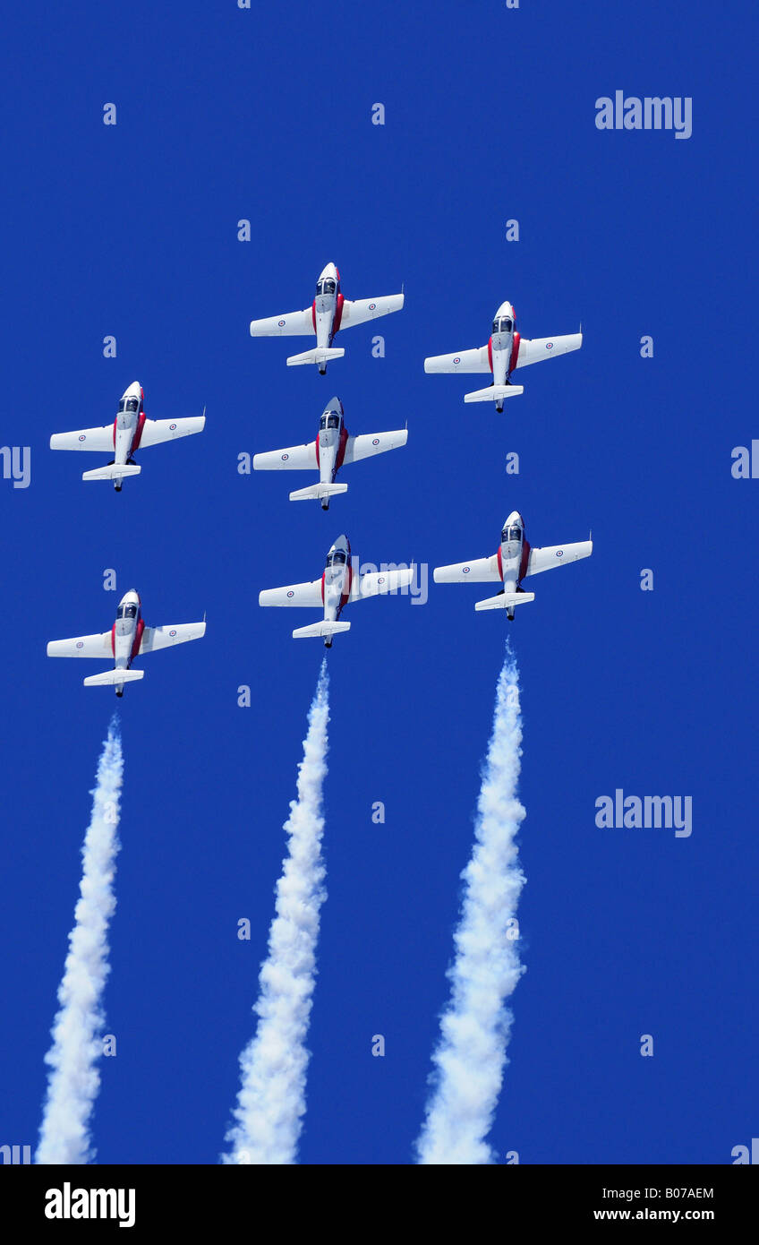 The Canadian Snowbirds aviation display team in practice over the Comox Forces Base Vancouver Island British Columbia Stock Photo
