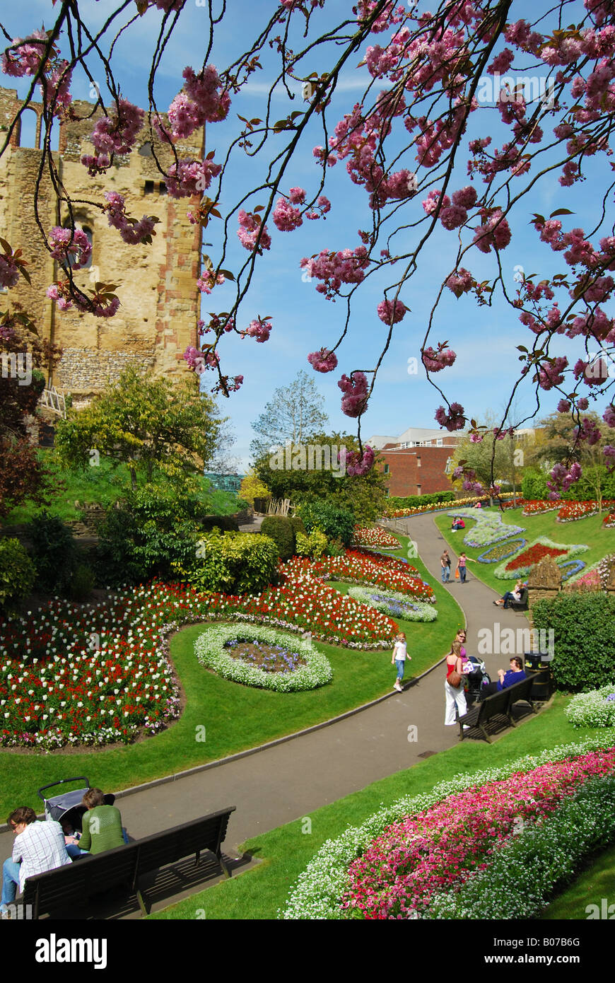 The Great Tower and Castle grounds in spring, Guildford, Surrey, England, United Kingdom Stock Photo