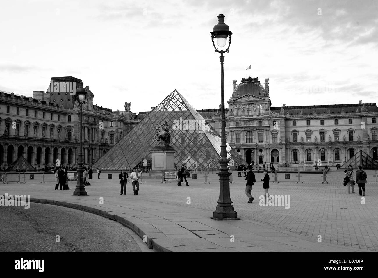 Museum du Louvre courtyard and the glass pyramid Paris France Stock Photo