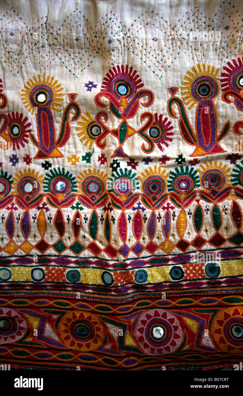 India Gujerat Rann of Kutch crafts Satapar Village Ahir embroidered dowry bag Stock Photo