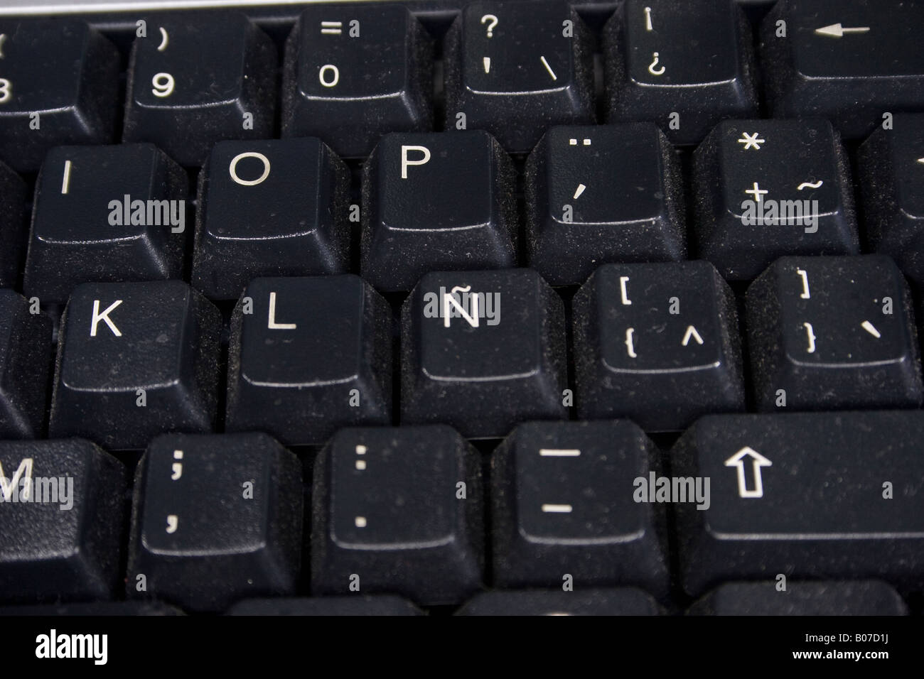 Dirty Spanish language keyboard Stock Photo Alamy