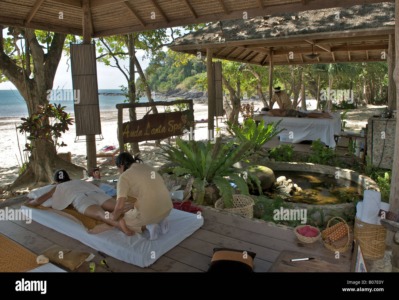 Massage beside the beach Anda Lanta Resort Ko Lanta Thailand Stock Photo -  Alamy