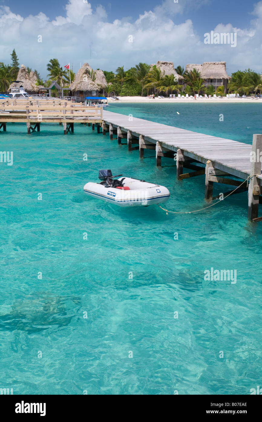 Belize, Ambergris Caye, San Pedro, Ramons Village Resort Pier Stock