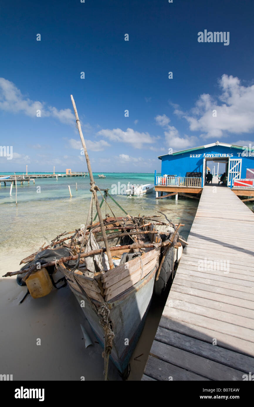 Belize, Ambergris Caye, San Pedro, Cuban refugee boat Stock Photo