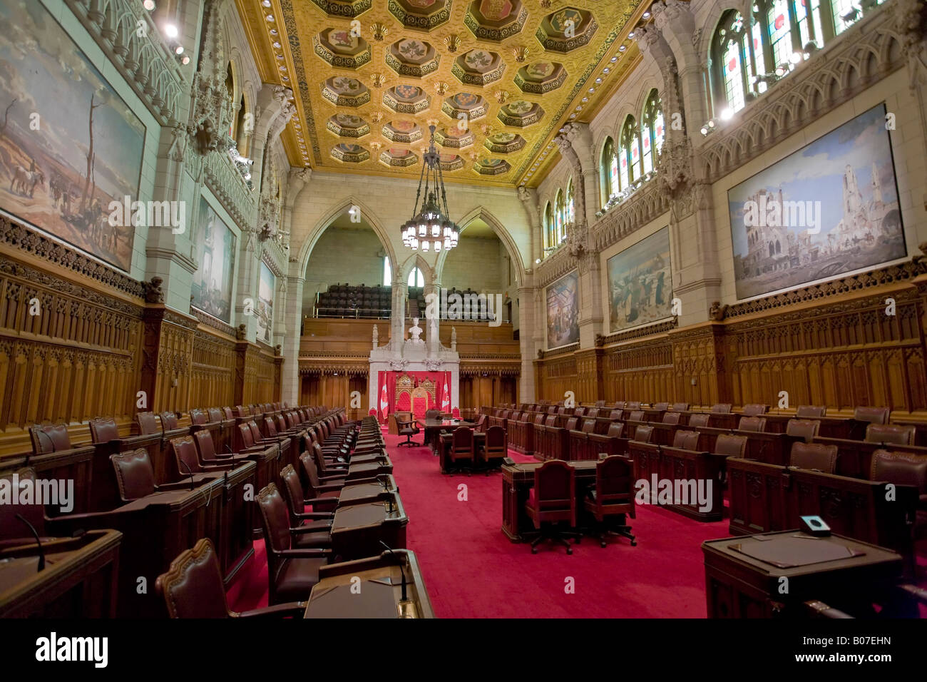 Senate Chamber, Canadian Parliament, Parliament Hill Ottawa, Ontario, Canada Stock Photo