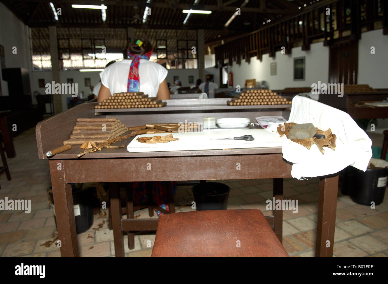 Women working in the hand-made cigars factory in Sao Felix city in Bahia, a northeastern State in Brazil. Stock Photo