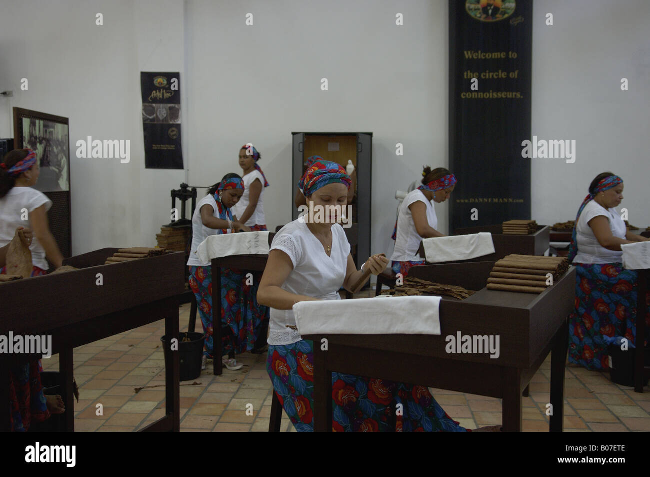 Women working in the hand-made cigars factory in Sao Felix city in Bahia, a northeastern State in Brazil. Stock Photo