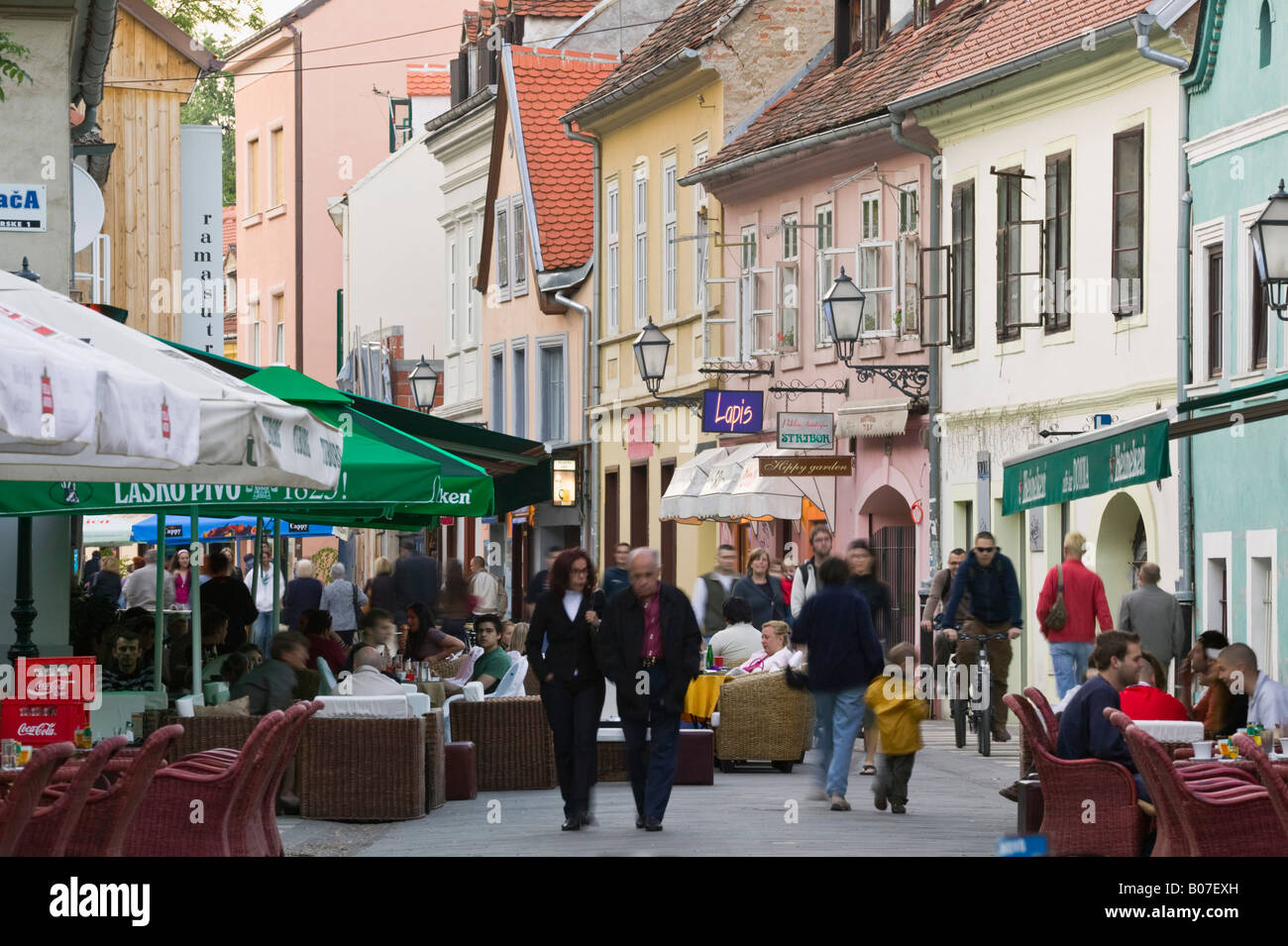 Croatia, Zagreb, Old Town Zagreb, Tkalciceva Street, Cafe/Restaurant Stock Photo