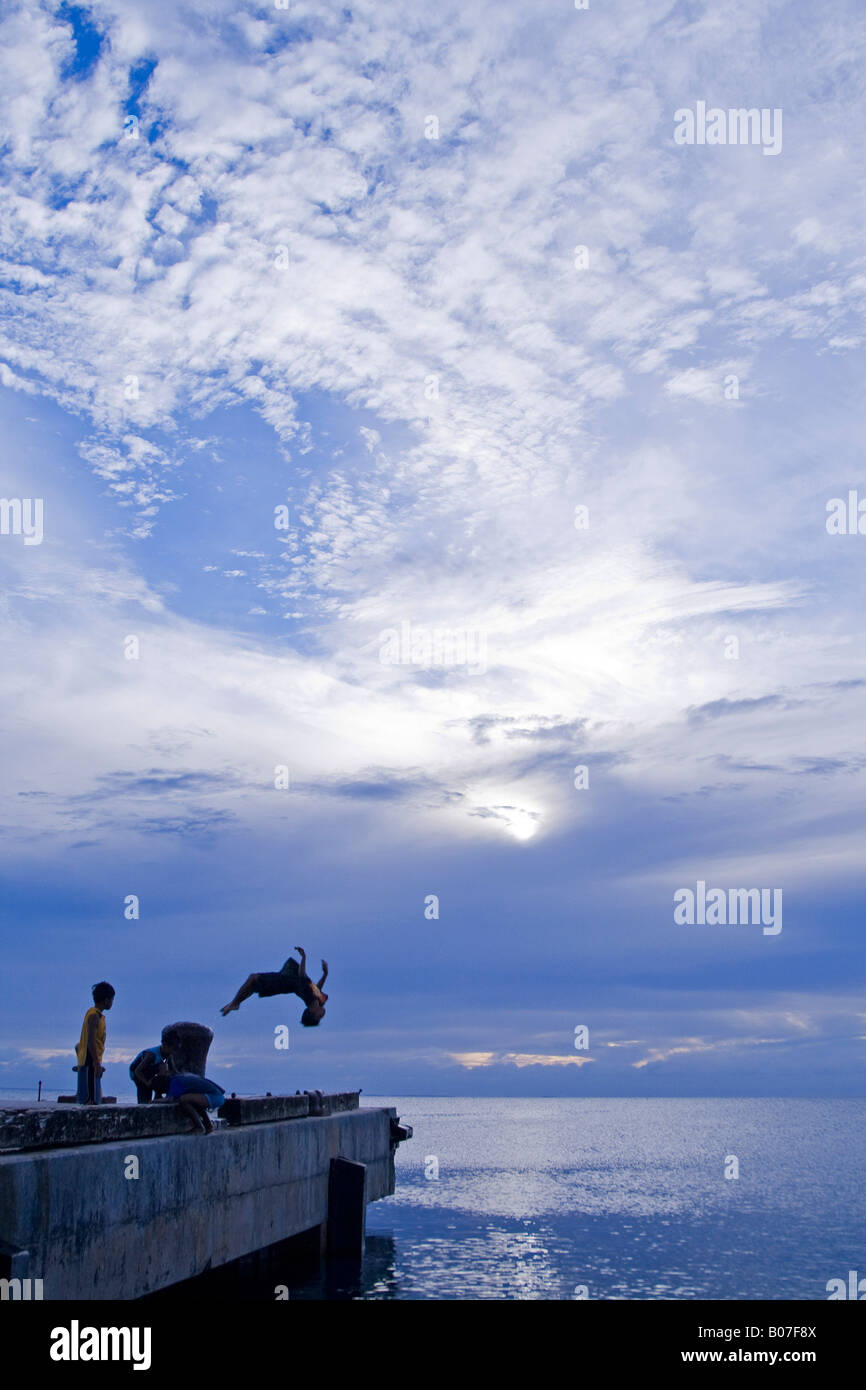 Local Children, Jabor Village, Jaluit Atoll, Marshall Islands Stock
