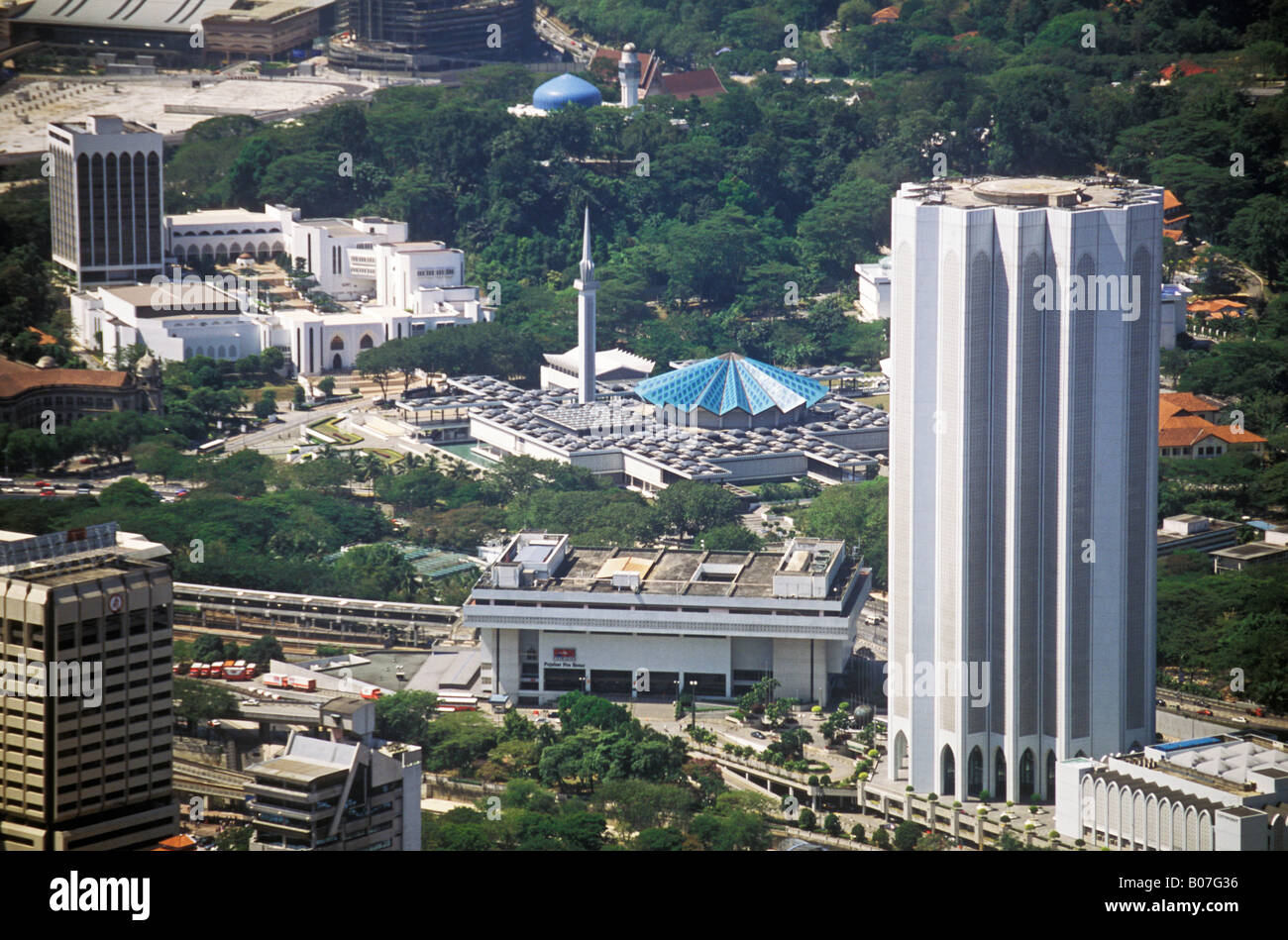 Kuala Lumpur Aerial View Of Dayabumi Complex And National Mosque Malaysia Stock Photo