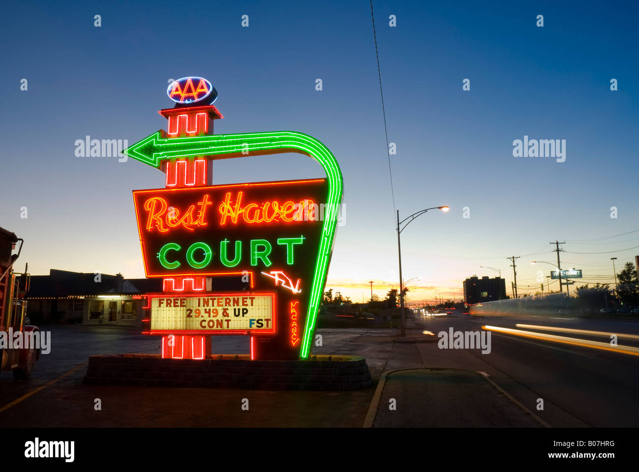 USA, Missouri, Route 66, Springfield, Rest Haven Court Motel Stock