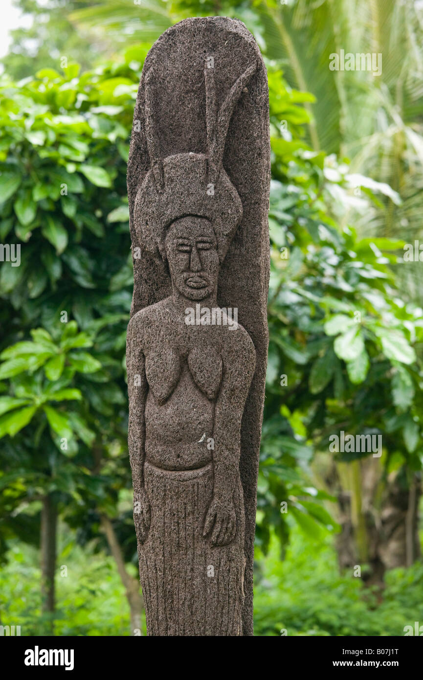 Vanuatu, Tanna Island, Lamnatu, Native Lava Stone Carvings Stock Photo