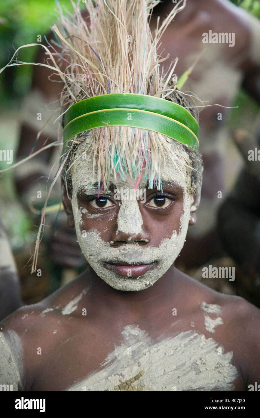 Vanuatu, Tanna Island Fetukai, Black Magic and Kava Test Tour-Villagers in Native Dress Stock Photo