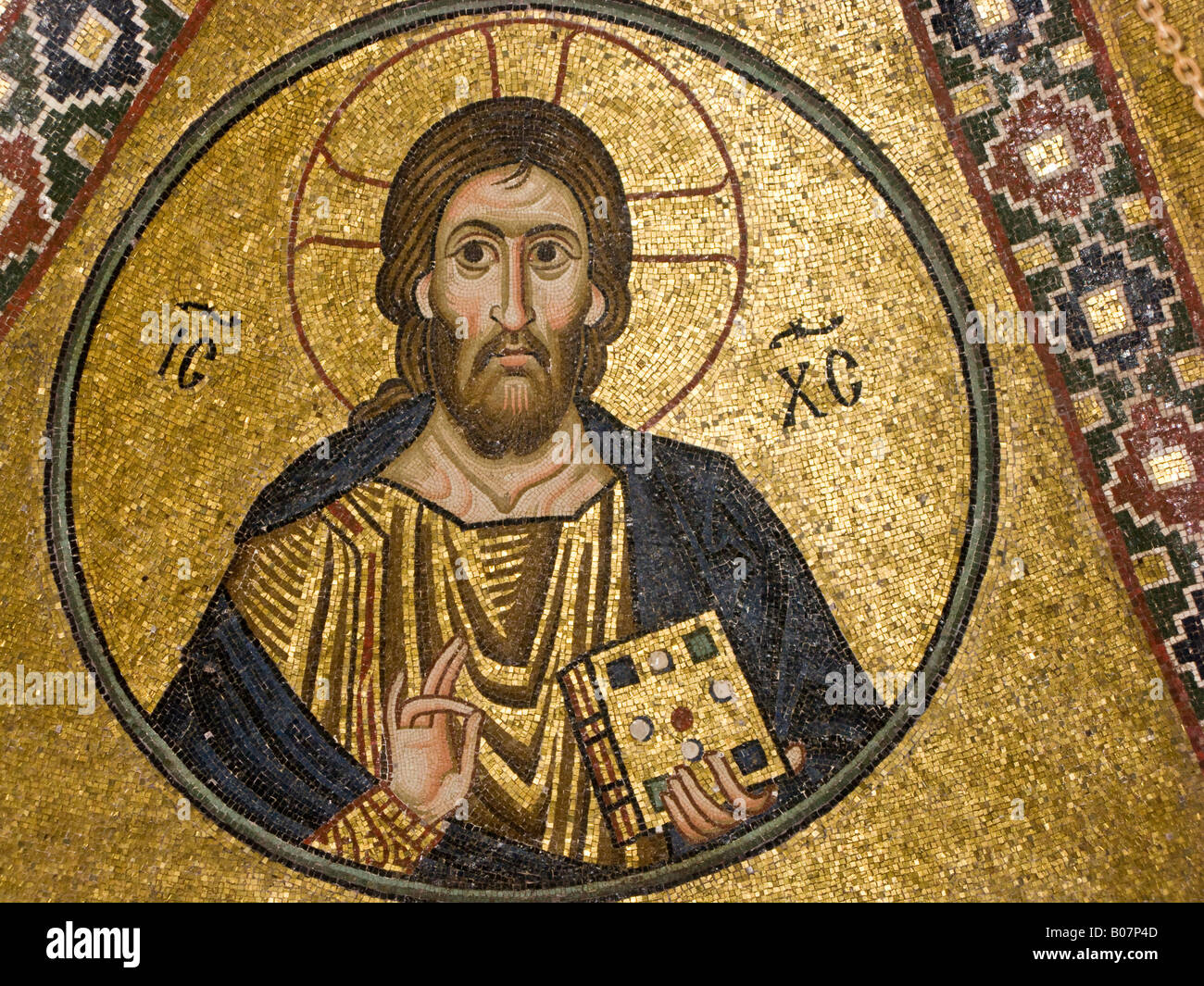 Christ Pantocrator mosaic, Katholikon church, Hosios Loukas monastery, Boeotia province, Greece Stock Photo