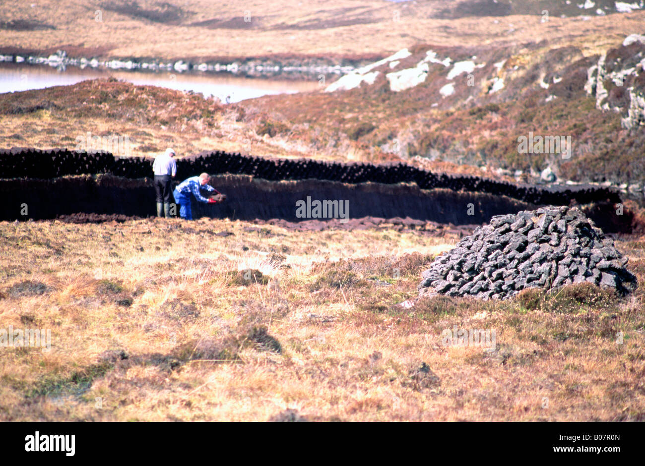 Peat cutting Scotland Stock Photo