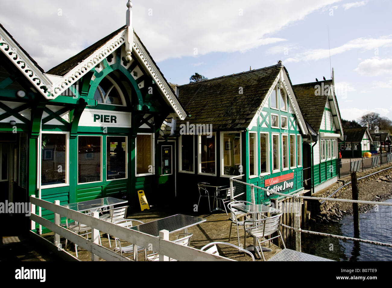 Bowness Bay Jetty Arrivals & departure Victorian built Information Centre for Lakes Cruises Pier