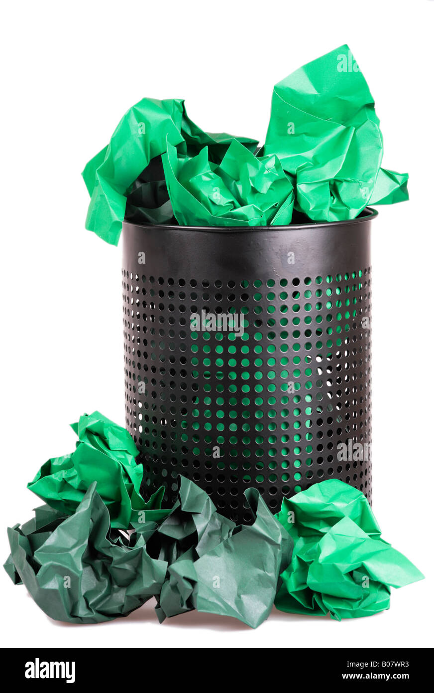 Green rubbish in bin Stock Photo - Alamy