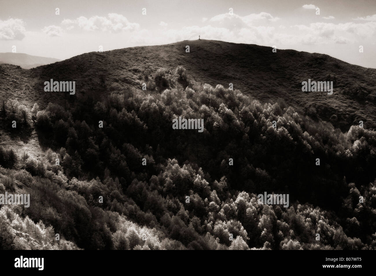 Black and white photograph of a mountain Stock Photo - Alamy
