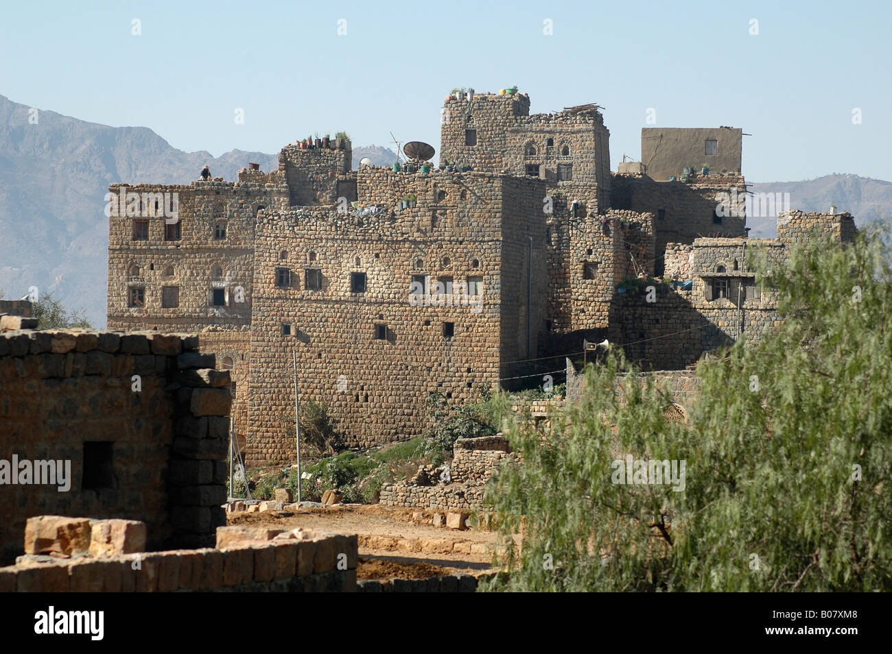 A massively solid traditional house near AlMahweet, a town in Yemen's