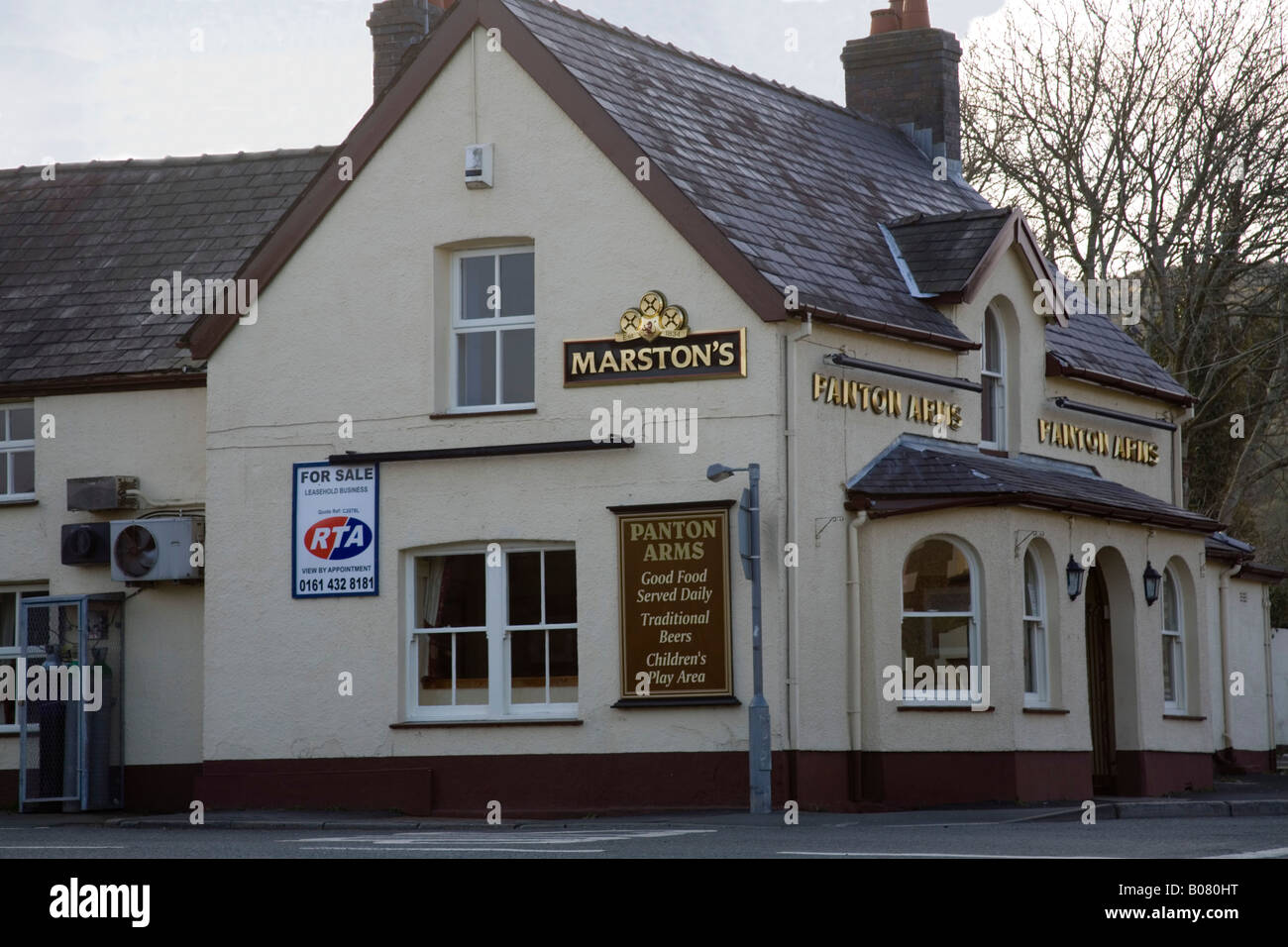 North Wales UK The lease is up for sale of a village pub building Stock Photo