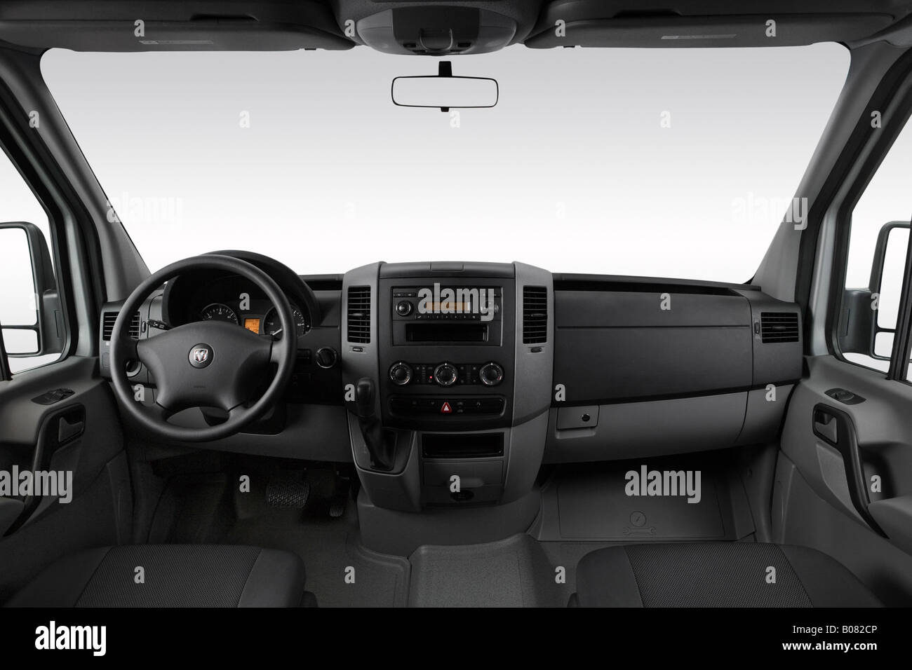 2008 Dodge Sprinter 2500 in Silver - Dashboard, center console, gear shifter view Stock Photo
