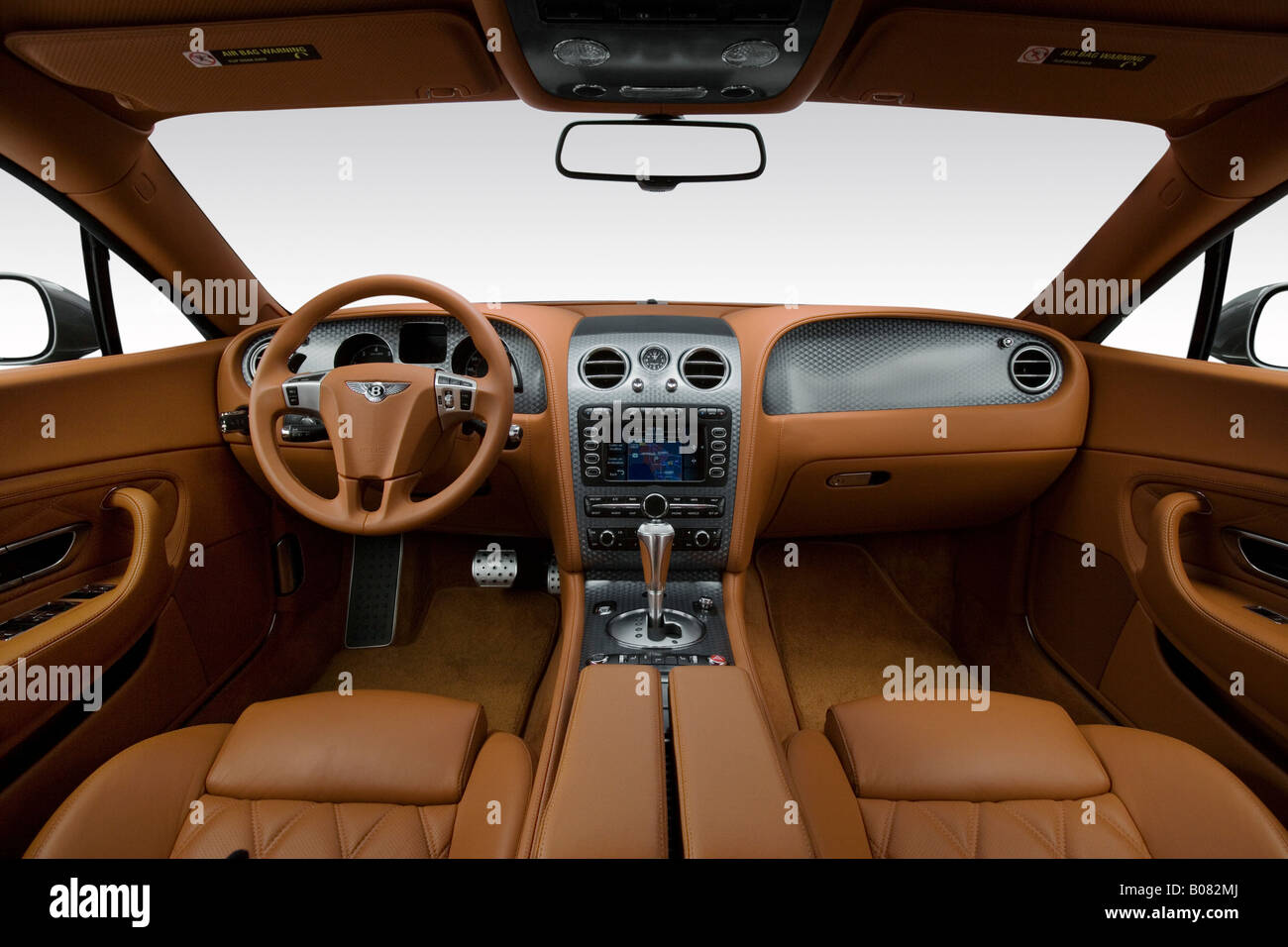 2008 Bentley Continental GT Speed in Gray - Dashboard, center console, gear shifter view Stock Photo