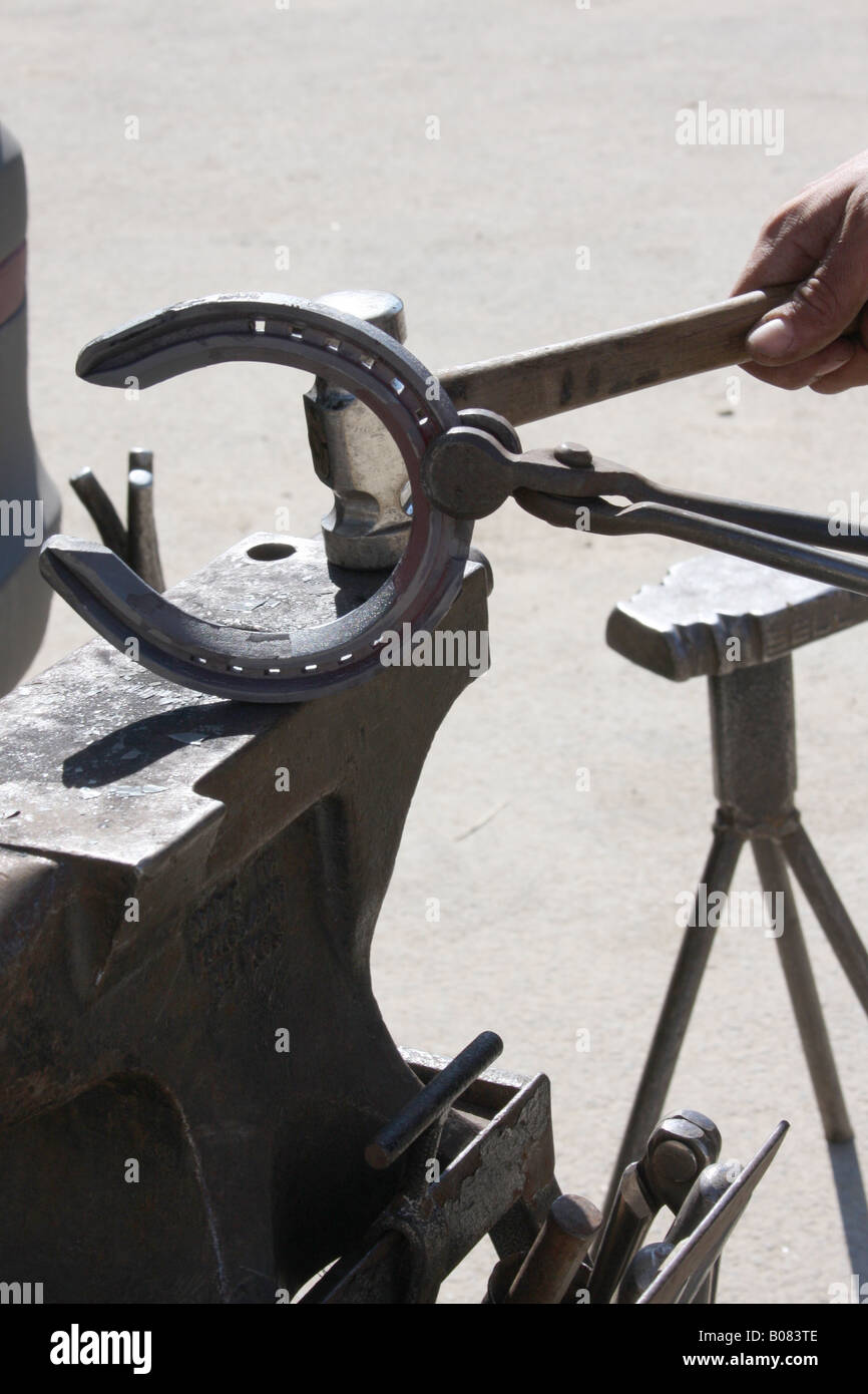 Horse shoe in blacksmith farrier hires stock photography and images