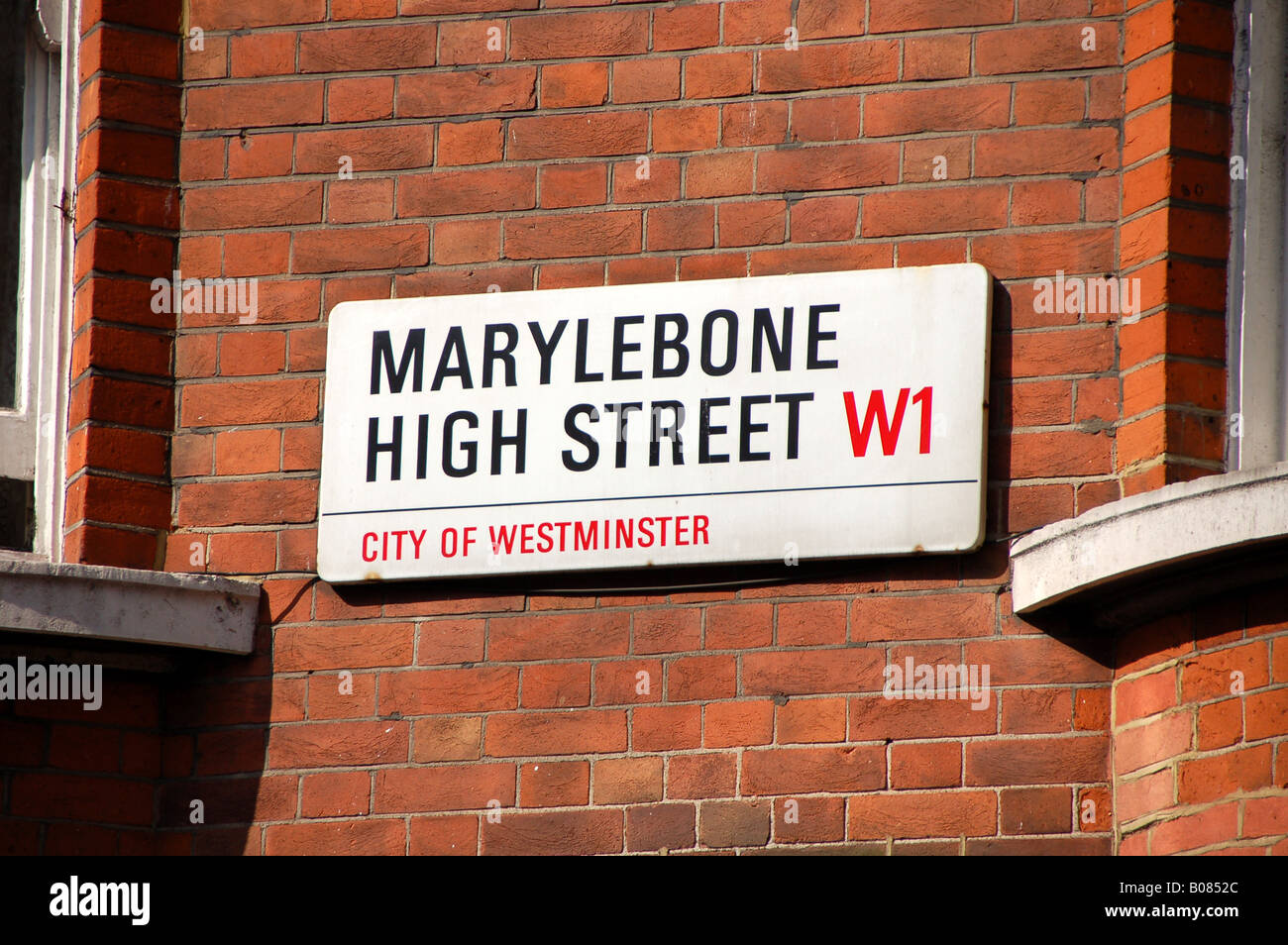 Marylebone High Street sign, London, UK Stock Photo