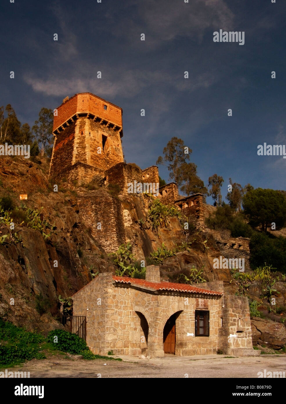 Roman tower in Alcantara Stock Photo