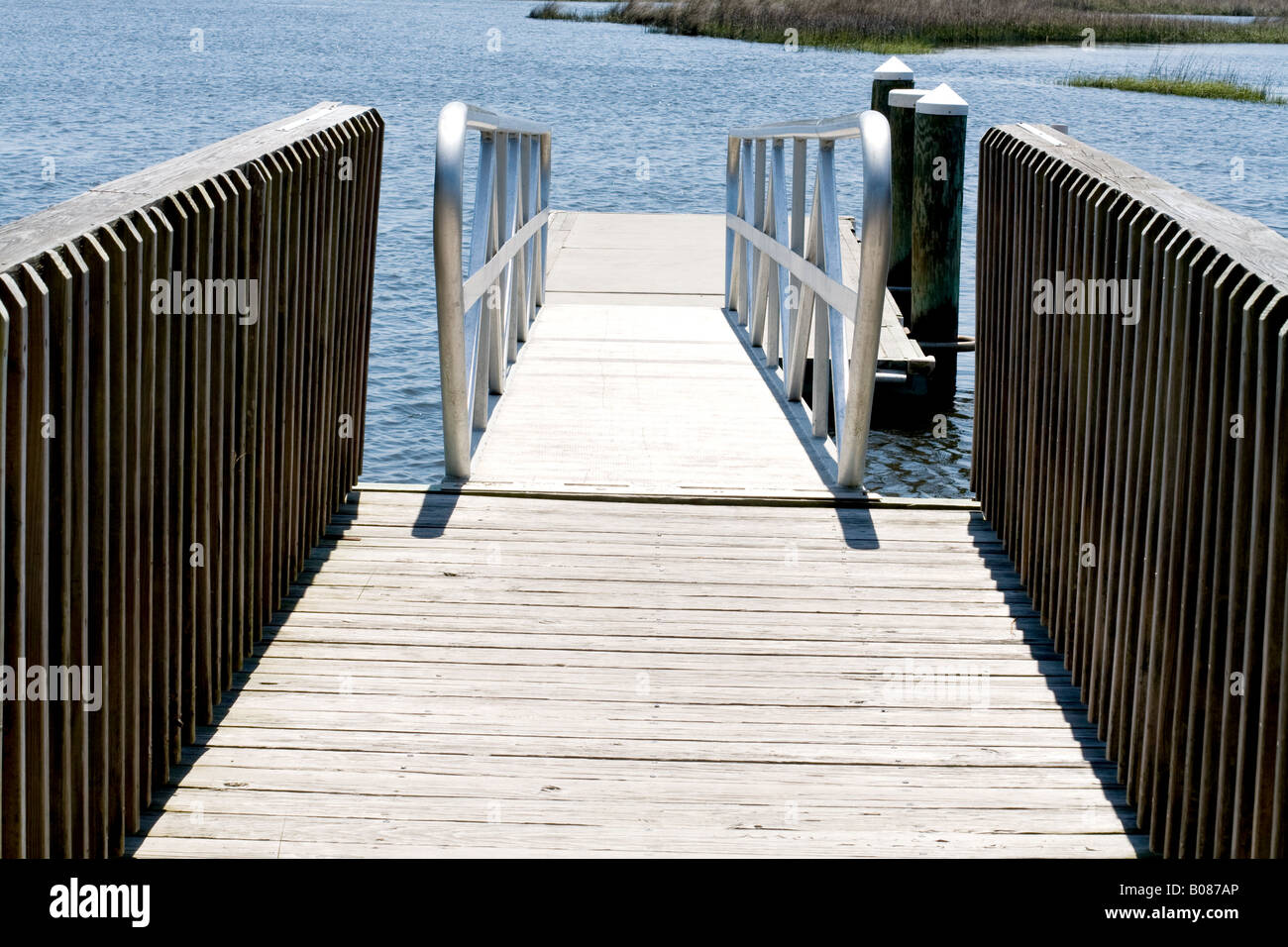 Metal boat ramp to the Intracoastal waterway in Atlantic beach Stock