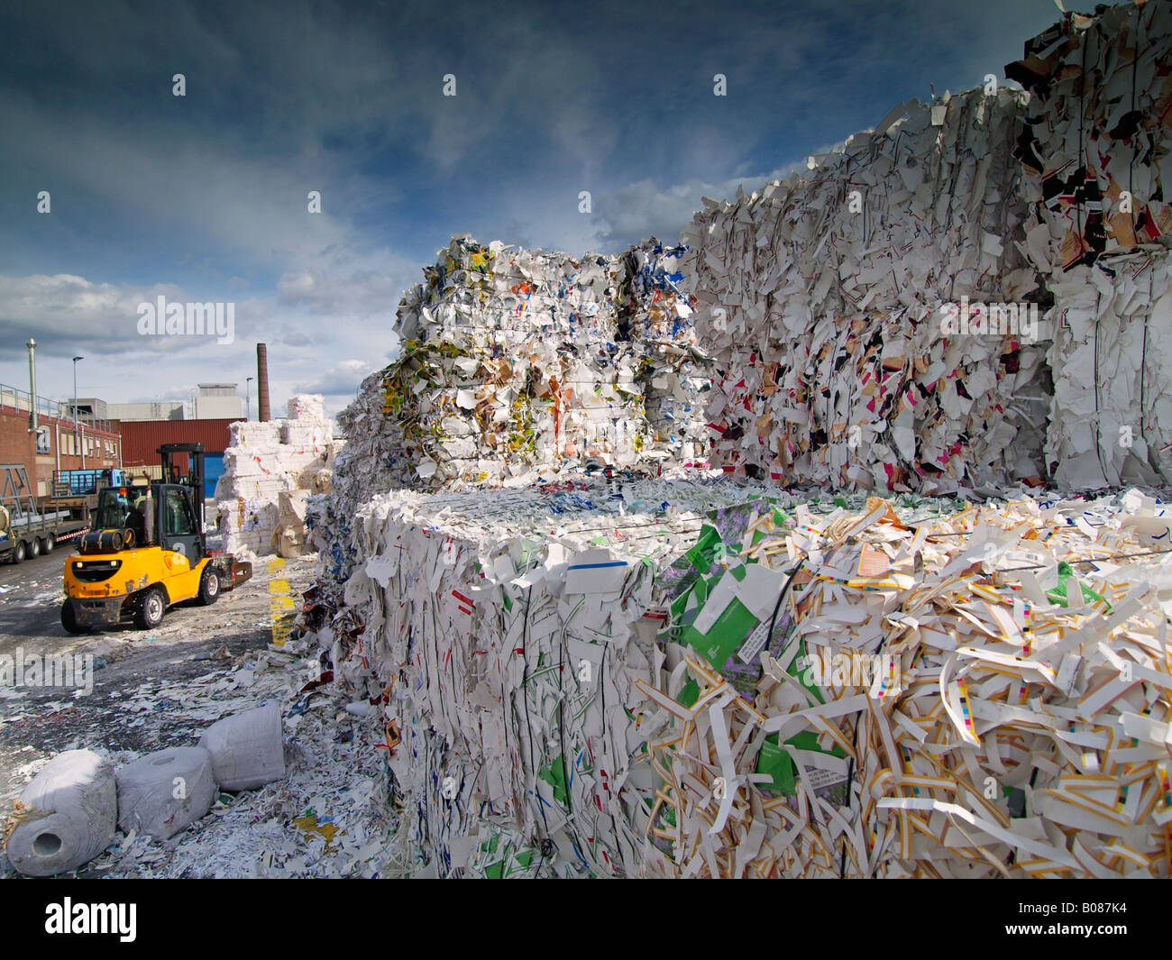 Large waste paper storage the raw material for new paper at a paper