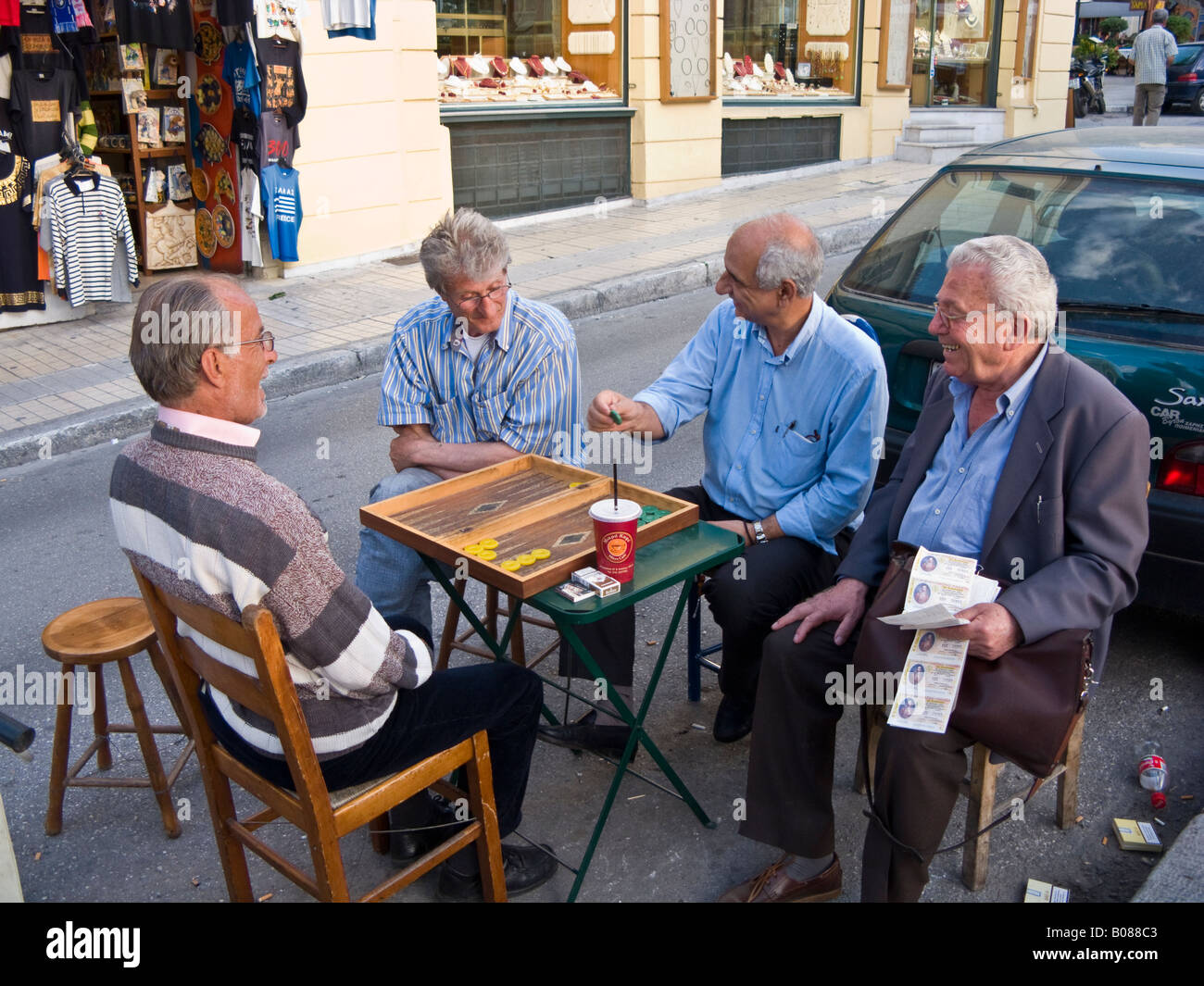 backgammon players, Eolou Street, Athens, Greece Stock Photo Alamy
