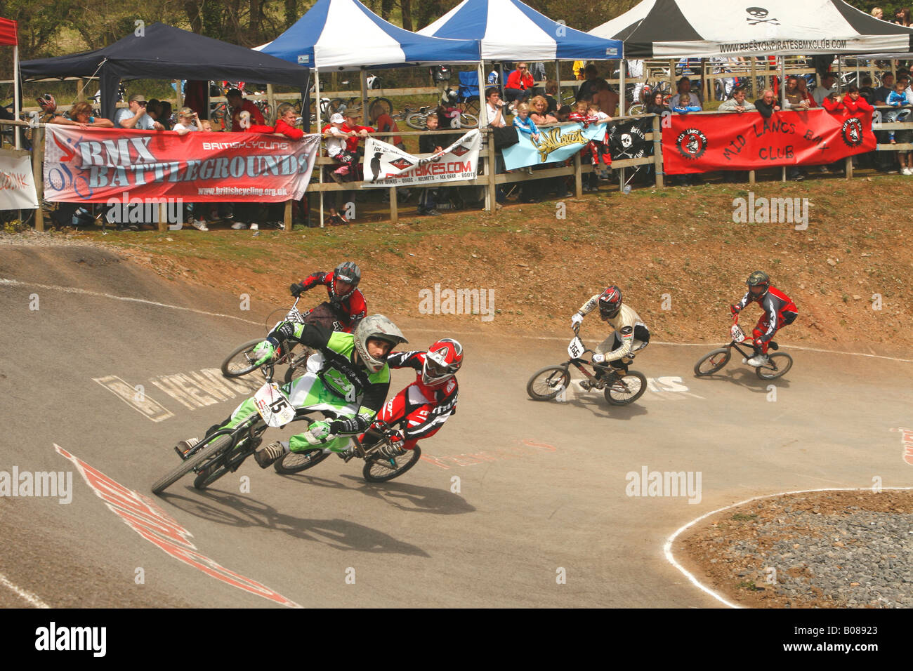 Young teenage BMX bike rider in national level sport competition on