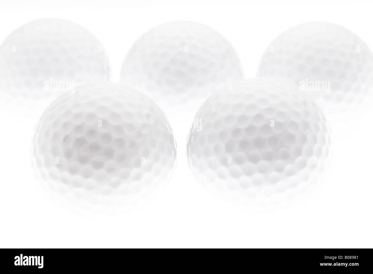 Five golf balls on white background with copy space Stock Photo Alamy